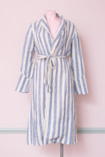 Blue and white striped dressing gown sample