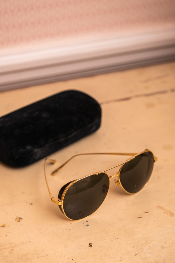 Oversized Linda Farrow Gold Aviator sunglasses (Never been worn!) RRP £450