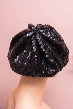 Vintage black sequin beret