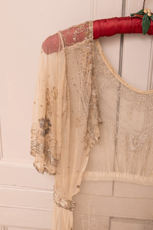 Antique 1920s sheer beaded dress