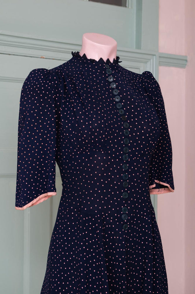Vintage 1940s crepe polka dot mini dress