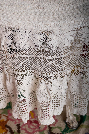 Vintage crochet round tablecloth