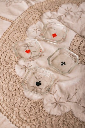 Vintage playing card glass Ashtrays