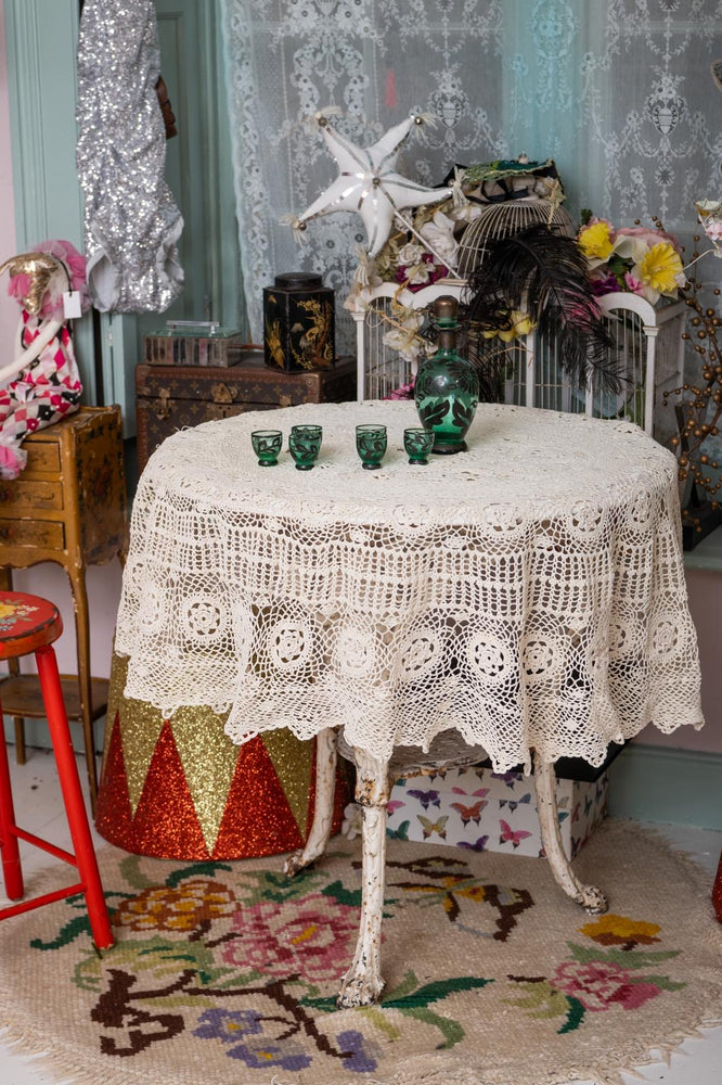 Vintage crochet round tablecloth