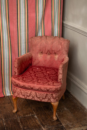 Antique red damask chair