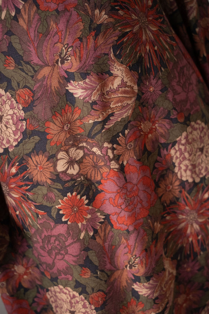 Brown floral Wool Pearl midi sample size 10