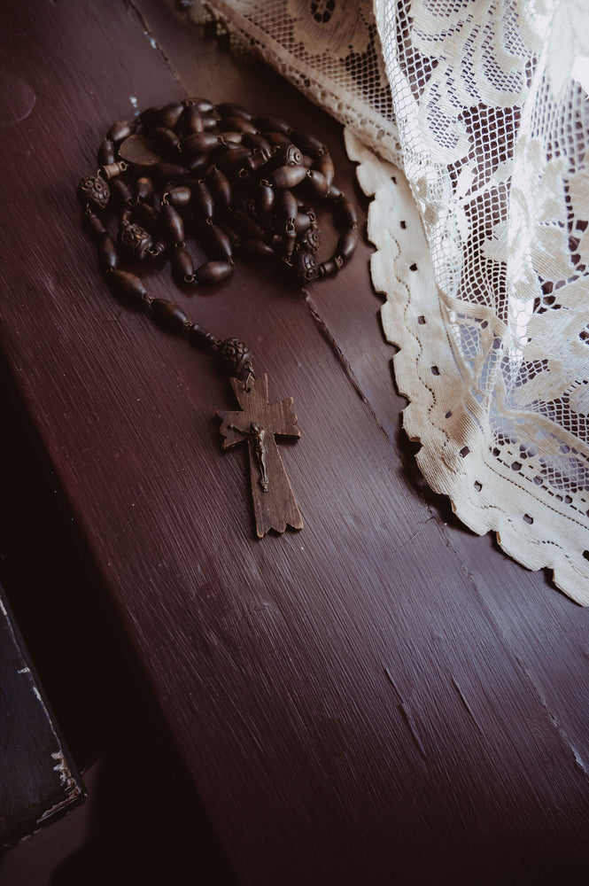 Antique French wooden Rosary beads
