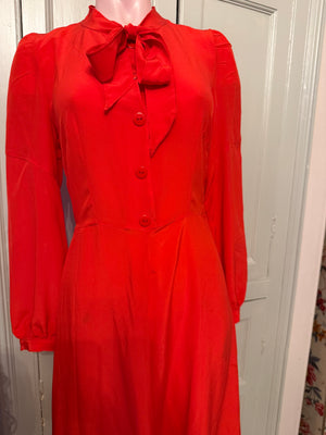Red silk crepe de chine Nancy dress