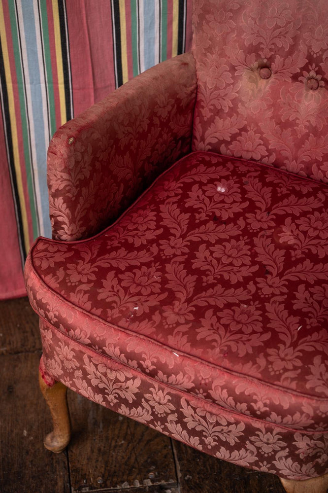Antique red damask chair