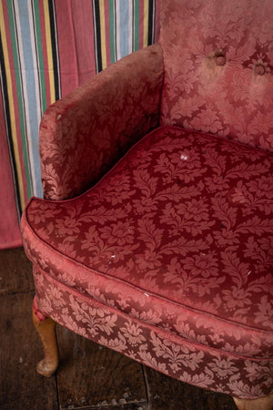 Antique red damask chair