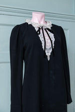 Vintage Kooples black crepe dress with white lace collar