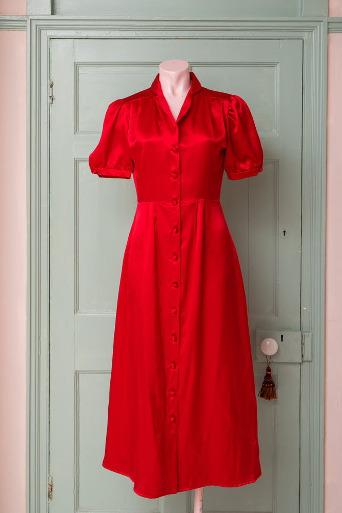 Audrey silk satin midi dress sample