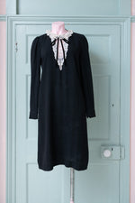 Vintage Kooples black crepe dress with white lace collar