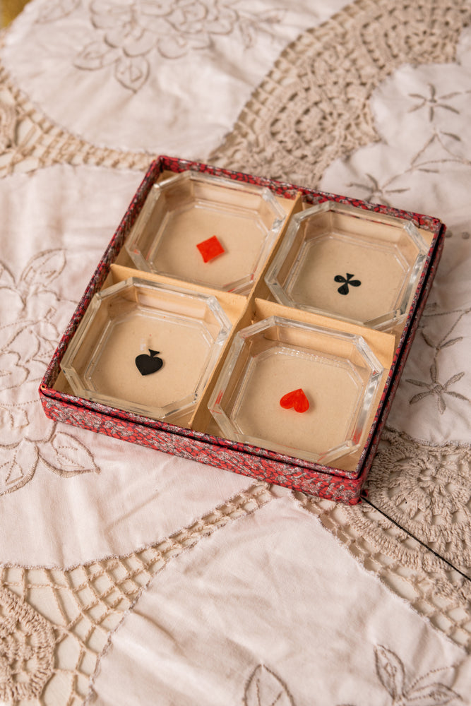 Vintage playing card glass Ashtrays