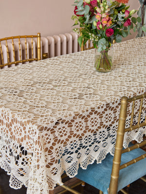 Vintage french crochet tablecloth