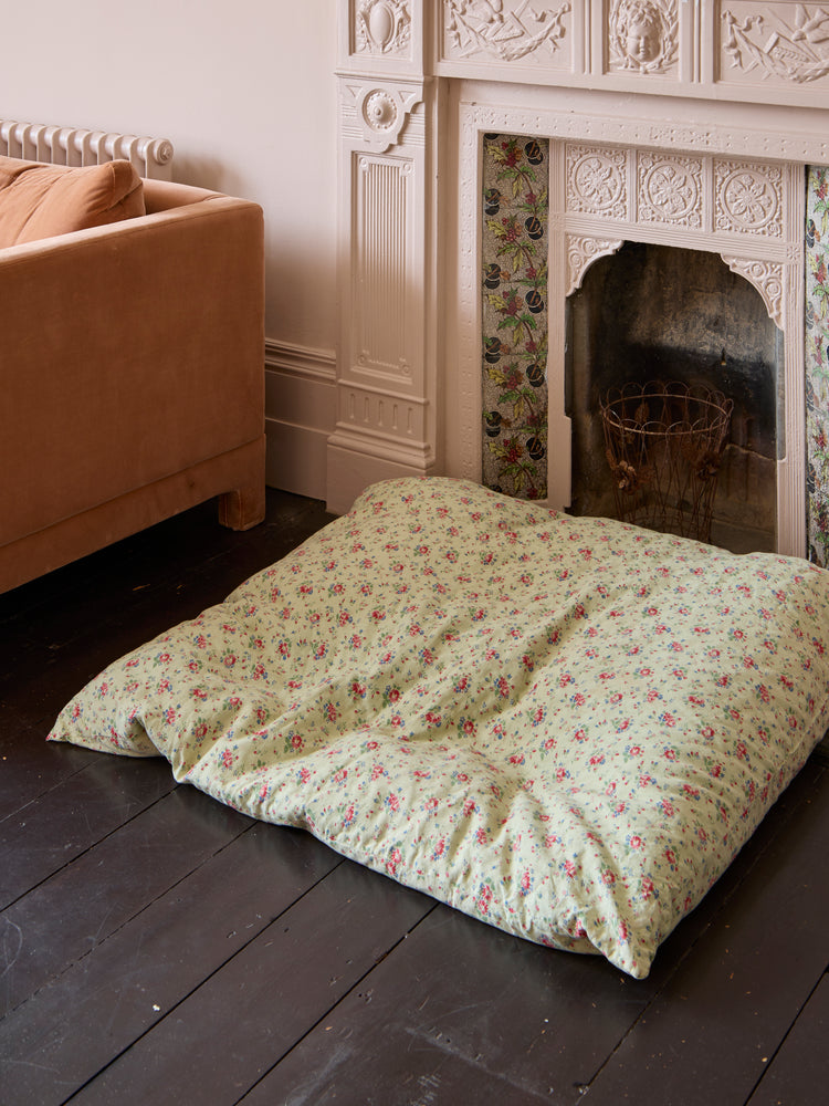Antique large French floral feather cushion
