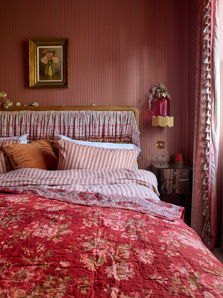 Antique French floral bedspread/throw