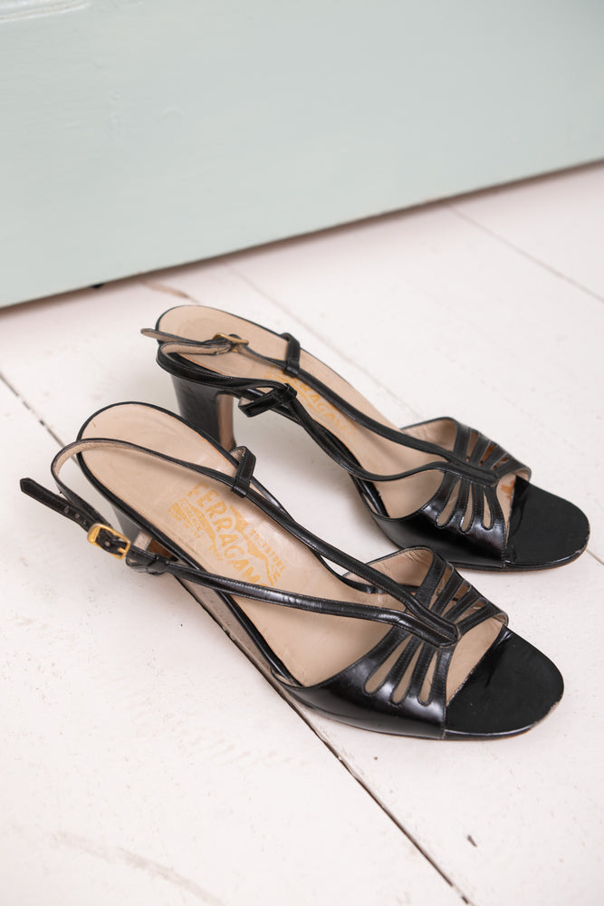 Vintage Black Patent Sandals