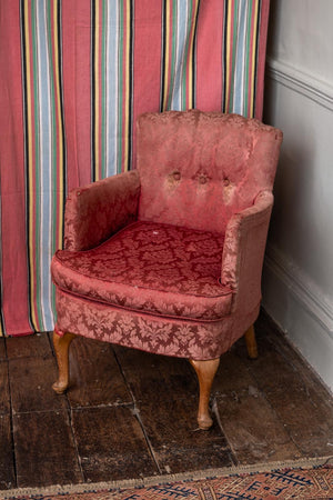 Antique red damask chair