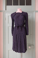 Vintage 1940s Navy floral crepe dress