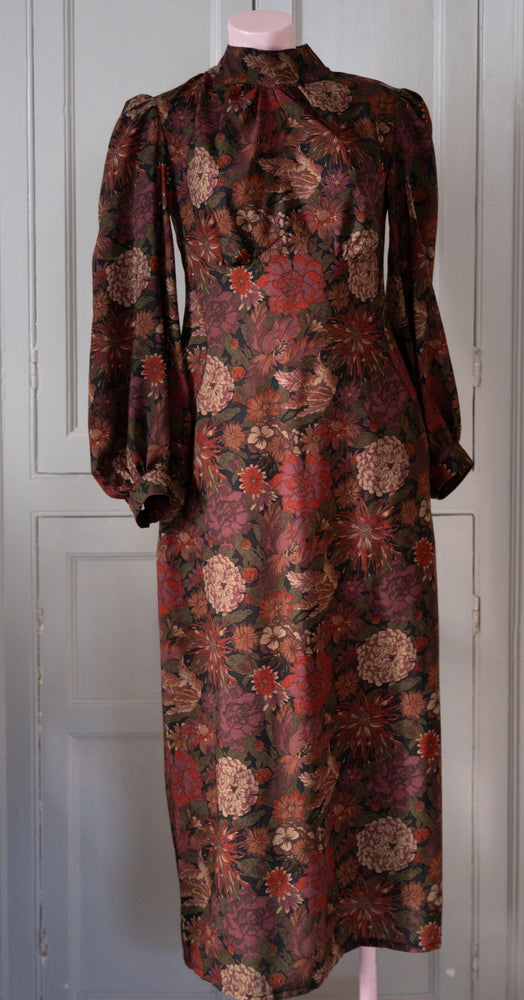 Brown floral Wool Pearl midi sample size 10