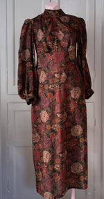 Brown floral Wool Pearl midi sample size 10