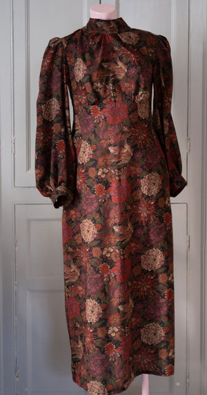 Brown floral Wool Pearl midi sample size 10