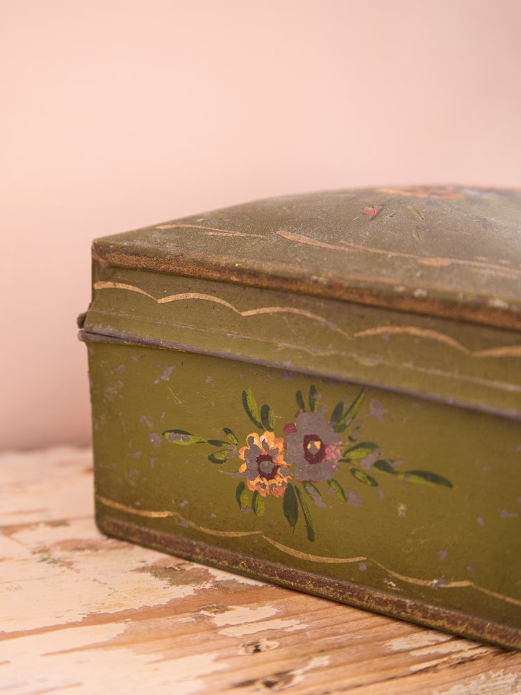 Vintage floral metal box