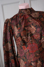 Brown floral Wool Pearl midi sample size 10