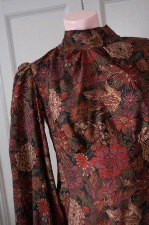 Brown floral Wool Pearl midi sample size 10