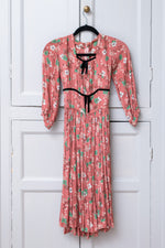 Vintage 1940s pink floral crepe dress