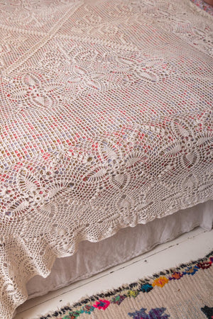 Vintage cream crochet bedspread