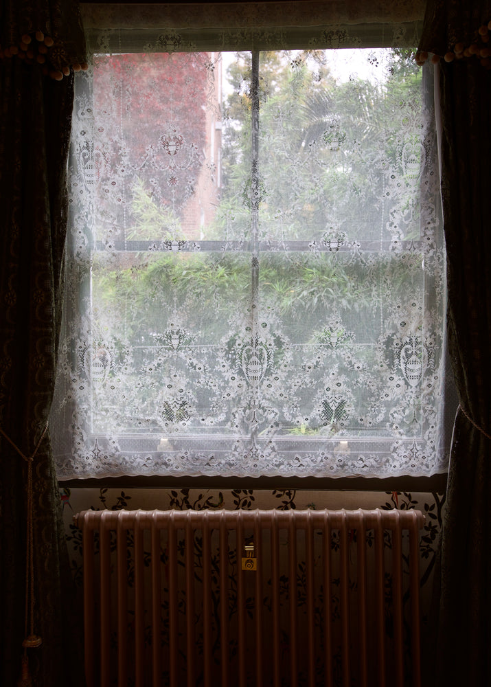 Ivory lace curtain sample