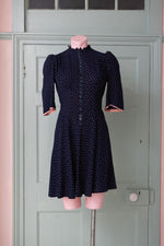 Vintage 1940s crepe polka dot mini dress