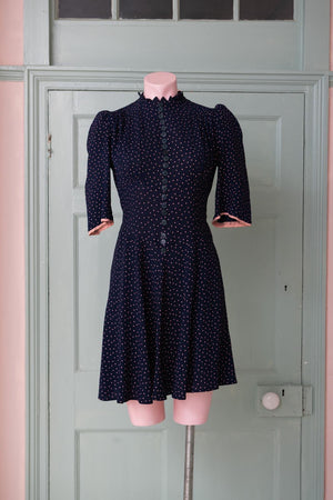 Vintage 1940s crepe polka dot mini dress
