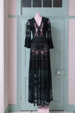 Laura Basevi black lace floor length dress