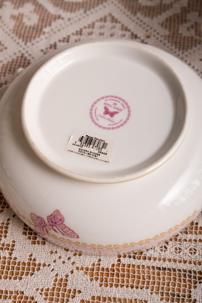 Vintage Butterfly China soup Tureen with cover by Zandra Rhodes for Royal Albert