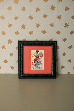 Antique framed painting of a Geisha girl