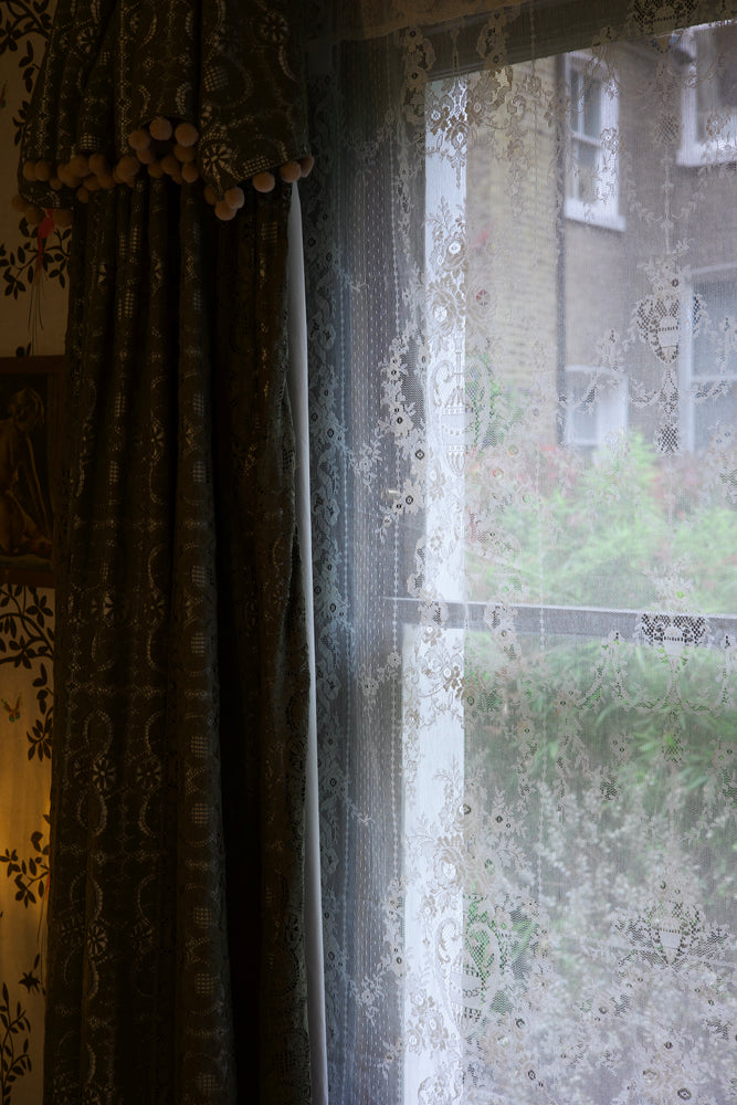 Ivory lace curtain sample