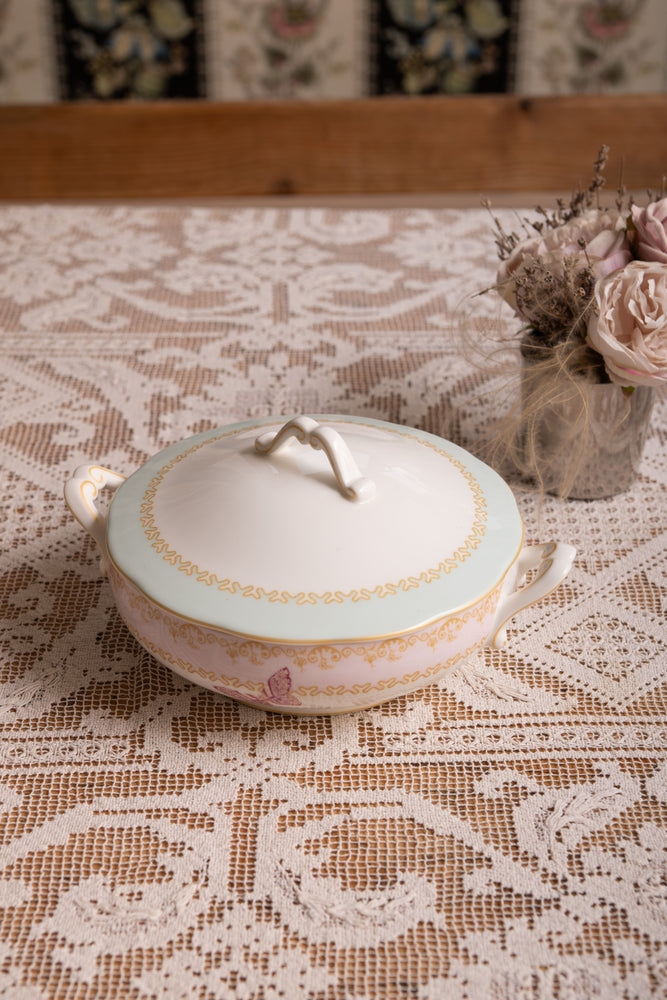 Vintage Butterfly China soup Tureen with cover by Zandra Rhodes for Royal Albert