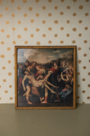 Vintage religious print in gold frame