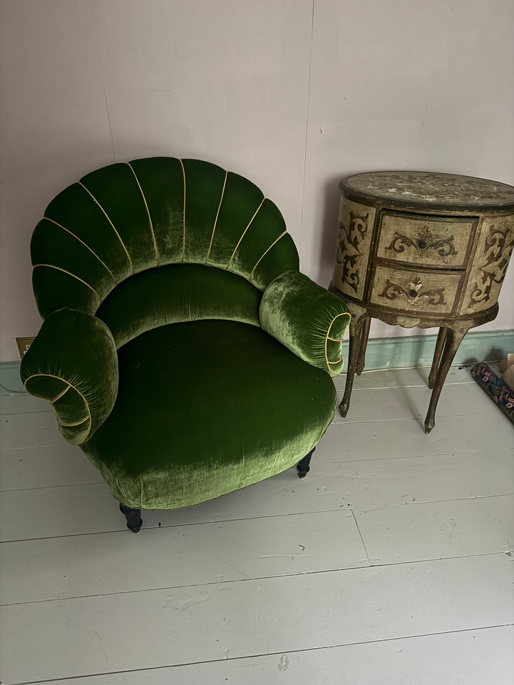 Vintage green velvet armchair