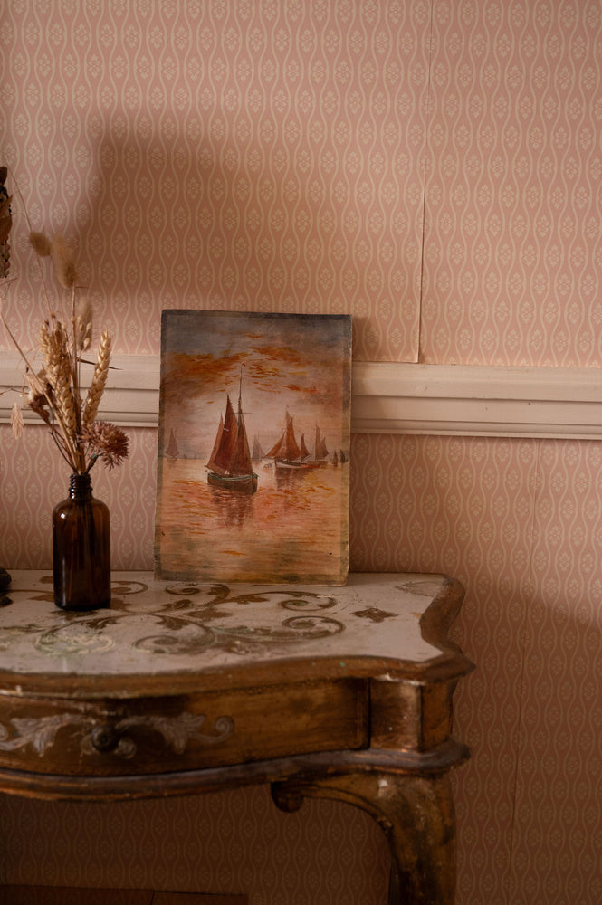 Antique boat painting on card pearllowe