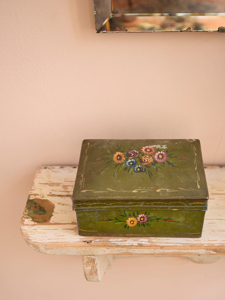 Vintage floral metal box