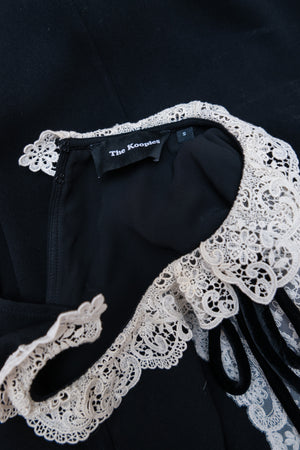 Vintage Kooples black crepe dress with white lace collar
