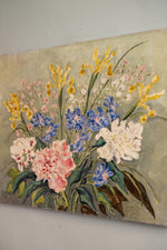 Large vintage oil floral painting