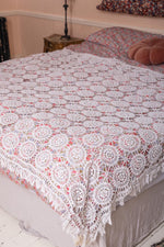 Antique French crochet white bedspread