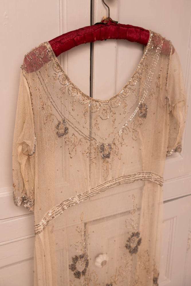 Antique 1920s sheer beaded dress