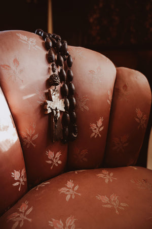 Antique French wooden Rosary beads