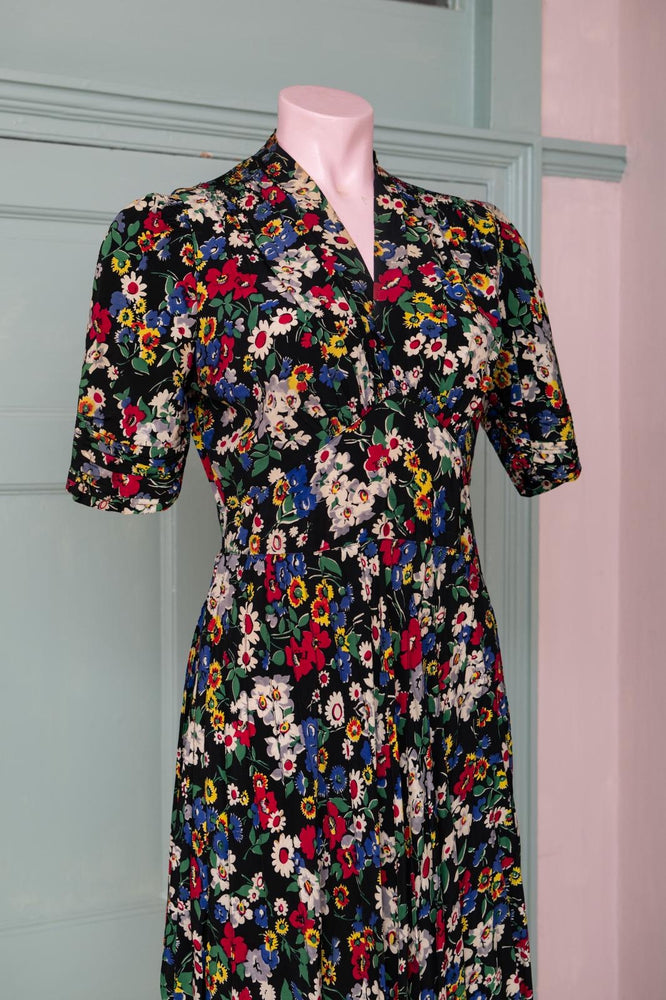 Vintage silk floral 1930s/40s dress